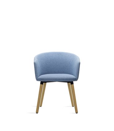 Poltrona Pix Assento Mescla Azul Base Fixa em Madeira - 55349