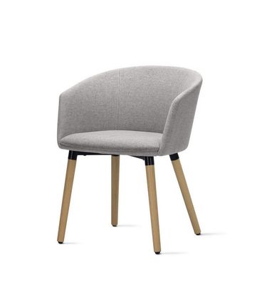 Poltrona Pix Assento Mescla Cinza Claro Base Fixa em Madeira - 55348