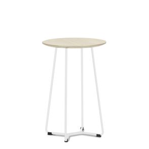 Mesa Lateral Pix Tampo em MDF cor Carvalho Claro Base em Aco Tubular Branco 40 cm (ALT) - 55377