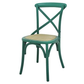 Cadeira Katrina Madeira Assento em Rattan cor Verde - 55474