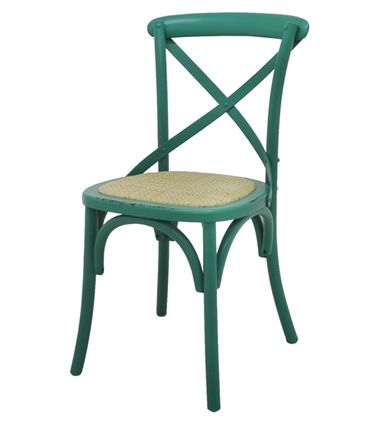 Cadeira Katrina Madeira Assento em Rattan cor Verde - 55474