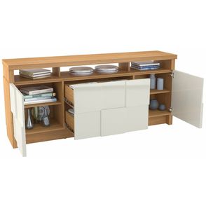 Buffet Ornato Quadriculado com 2 Portas e 2 Gavetas cor Freijo com Off White 1,76 MT (LARG) - 55519