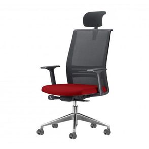 Cadeira Agile Presidente com Encosto de Cabeca Assento Courino Vermelho Base Aluminio Piramidal e Rodizio em PU - 55713