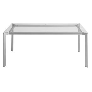 Mesa de Jantar Mila com Tampo de Vidro Base Aço Cinza 120cm - 55729