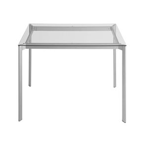 Mesa de Jantar Mila com Tampo de Vidro Quadrado Base Aço Cinza 140cm - 55740