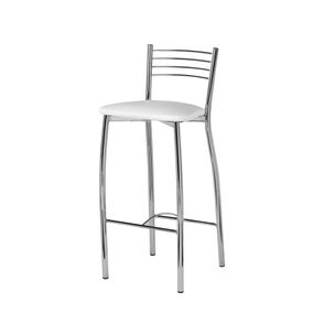 Banqueta Neco Assento Courino Branco Cromada 72 cm (ALT) - 55824