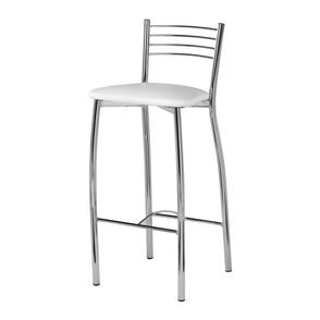 Banqueta Neco Assento Courino Branco Cromada 85 cm (ALT) - 55825