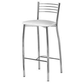 Banqueta Neco Assento Courino Branco Cromada 95 cm (ALT) - 55826