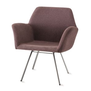 Poltrona Miro Assento Estofado Rustico Marrom Base Cromada - 55871