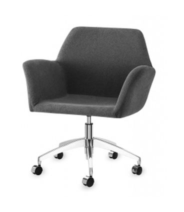 Poltrona Miro Assento Estofado Rustico Preto Base Rodizio em Aluminio - 55873