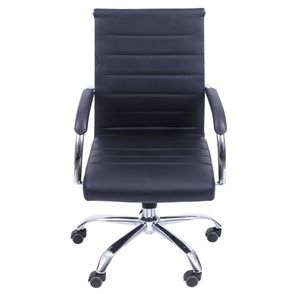 Cadeira Office Light Baixa Courino Preto com Base Rodizio Cromada - 55948