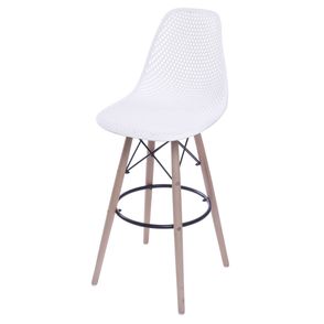 Banqueta Eames Furadinha cor Branca com Base Madeira 1,13 MT (ALT) - 55971