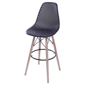 Banqueta Eames Furadinha cor Preto com Base Madeira 1,13 MT (ALT) - 55973