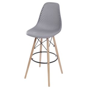 Banqueta Eames Furadinha cor Cinza com Base Madeira 1,13 MT (ALT) - 55976