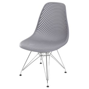 Cadeira Eames Furadinha cor Cinza com Base Cromada - 55989