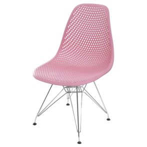 Cadeira Eames Furadinha cor Rosa com Base Cromada - 55990