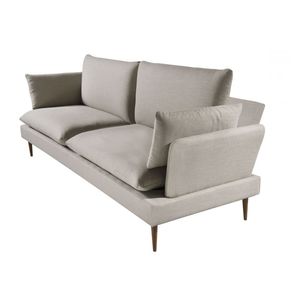 Sofa Living com 2 Lugares Assento Linho Fendi Base Madeira Palito Cor Mel - 50651