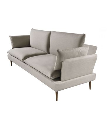 Sofa Living com 2 Lugares Assento Linho Fendi Base Madeira Palito Cor Mel - 50651