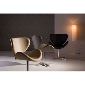 Poltrona Vigo Assento Dunas Fendi Base Rodizio em Aluminio - 55897
