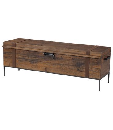 Bau Ruben cor Rustic Brown com Pes em Aco Grafite 148cm - 55658