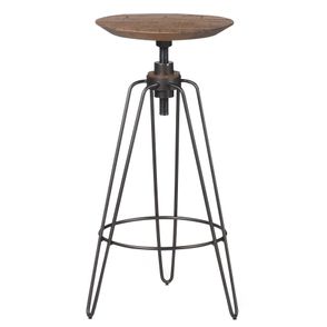 Banqueta Alta Bell Cor Rustic Brown Com Base Aco Grafite 79cm - 53096