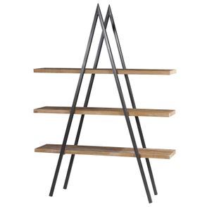 Estante Union em Madeira cor Driftwood com Base Grafite 140cm - 56149