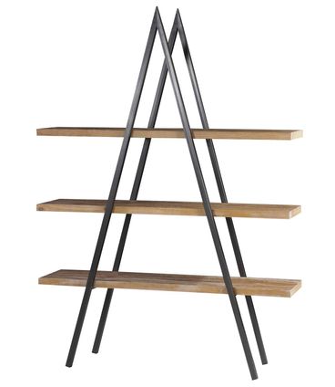 Estante Union em Madeira cor Driftwood com Base Grafite 140cm - 56149