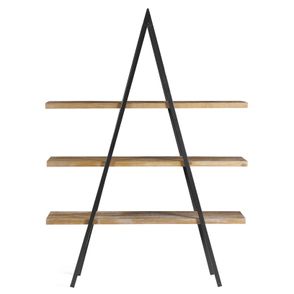 Estante Union em Madeira cor Driftwood com Base Grafite 140cm - 56149