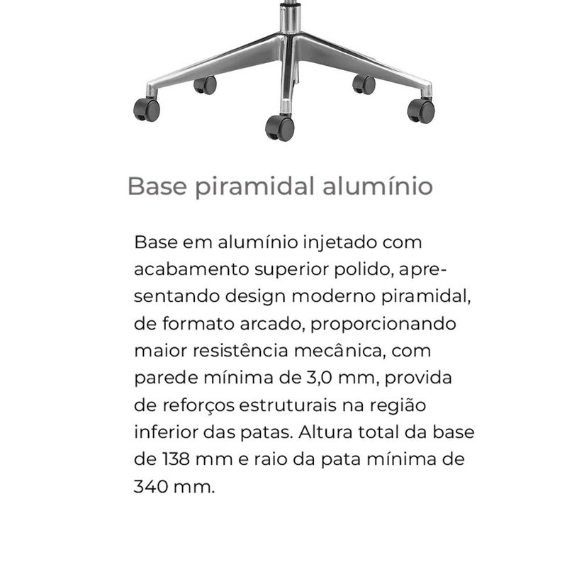 CadeiraAgilePresidentecomEncostodeCabecaAssentoCrepePretoBaseAluminioPiramidaleRodizioemPU55710