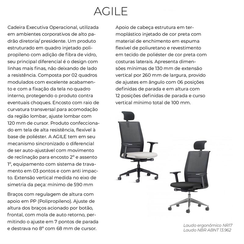 CadeiraAgilePresidentecomEncostodeCabecaAssentoCrepeVermelhoBaseAluminioPiramidaleRodizioemPU55712