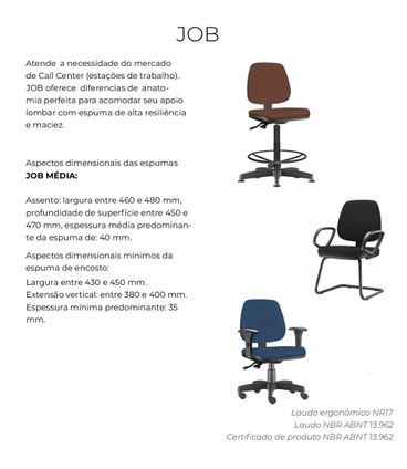 Longarina Job com Bracos 3 Lugares Assento Crepe Vermelho Base Metalica Preta - 54501