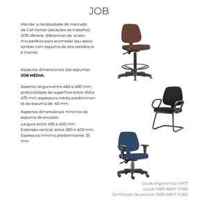 Longarina Job 3 Lugares Assento Courino Base Metalica Preta - 54523