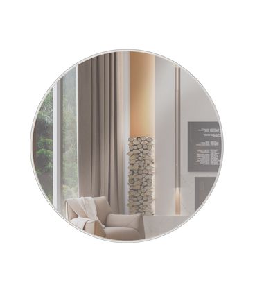 Espelho Redondo Lunes Grande cor Off White Brilho 60 cm (DIAM) - 56533