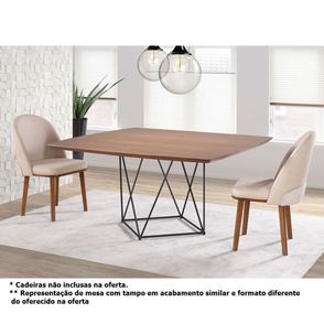 Mesa de Jantar Ivy (DIAM) com Tampo Redondo em Madeira Pinhão Base Aço Preto 140cm -56819