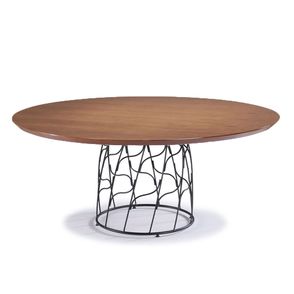 Mesa de Jantar Redonda Liz Tampo Pinhão Aço Preto 140cm - 56820