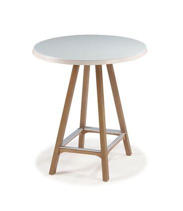 Mesa Bistro Amores 80 cm (DIAM) com Tampo de Vidro Fendi Claro Base Madeira Pinhao - 56923