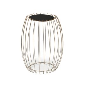 Mesa Lateral Creta 59 cm (ALT) com Tampo de Vidro Preto Base Aco Cobre - 56935