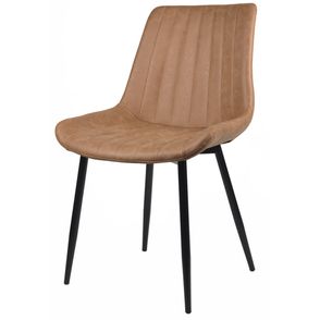 Cadeira Celi Estofada Corino Caramelo com Base Preta - 58174