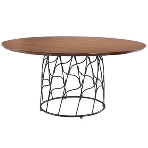 Mesa Aramys Redonda Pinhao Base Preta 1,40MT (Larg) - 58447