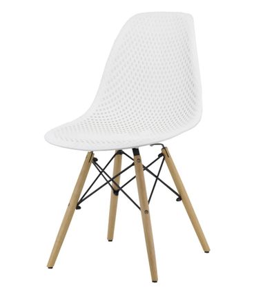 Cadeira Eames PP Furadinha Branca Base Madeira - 58594