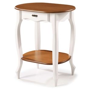 Aparador Oval Elegance Branco Com Imbuia Pes Luiz XV 70cm (Larg) - 58858