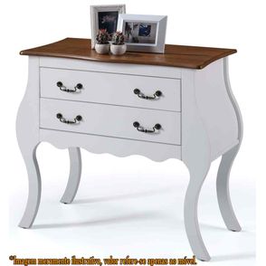 Comoda Elegance 2 Gavetas Branco Com Imbuia 90cm (Larg) - 58859