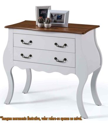 Comoda Elegance 2 Gavetas Branco Com Imbuia 90cm (Larg) - 58859
