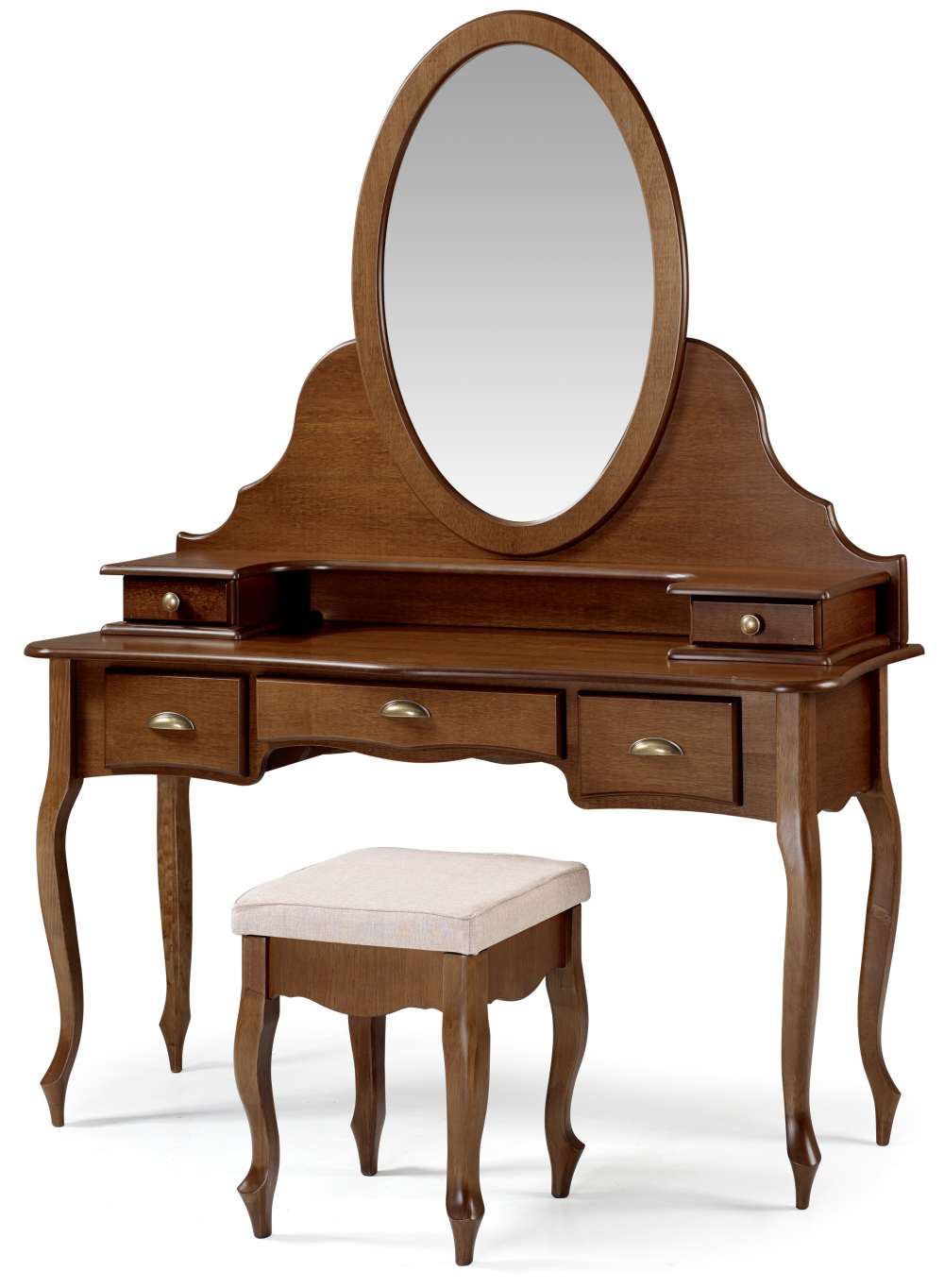 Penteadeira-Elegance-Imbuia-Com-Banqueta-Linho-Bege-Pes-Luiz-XV---58864