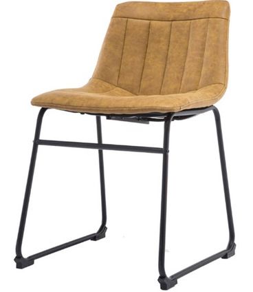 Cadeira Tamara  Assento Courino Caramelo com Base Aco Preto - 53159