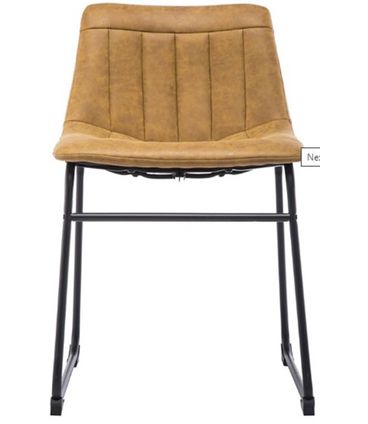 Cadeira Tamara  Assento Courino Caramelo com Base Aco Preto - 53159