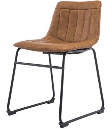 Cadeira Tamara Assento Courino Marrom com Base Aco Preto - 47345
