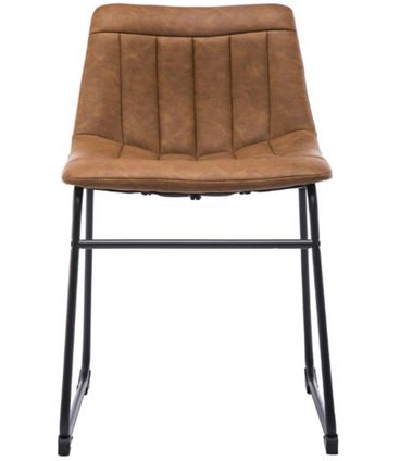 Cadeira Tamara Assento Courino Marrom com Base Aco Preto - 47345