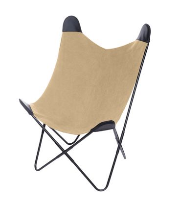 Poltrona Butterfly Estrutura em Ferro com Assento em Canva cor Marrom - 53516