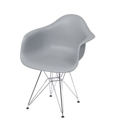 Cadeira Eames com Braco Base Cromada Cinza Fosco - 43635